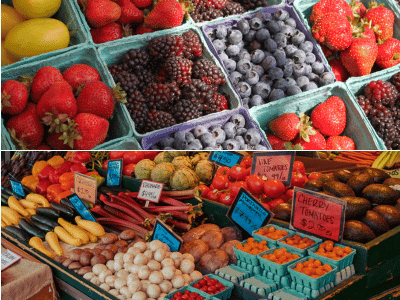 Fresh Fruit and Vegetables at a Farmers Market
