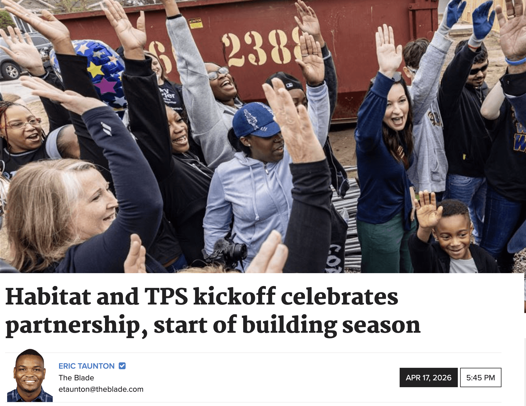 Habitat and TPS kickoff celebrates partnership, start of building season
