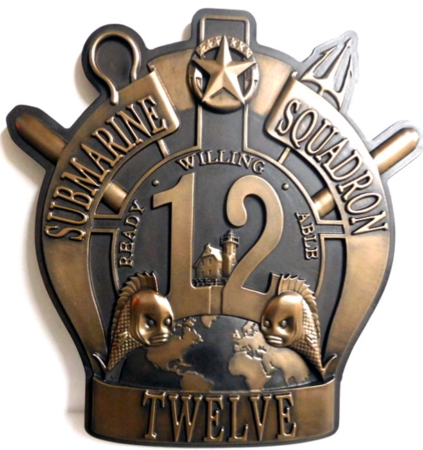 MA1120 - Insignia for Navy Submarine Squadron, 3-D Hand-rubbed