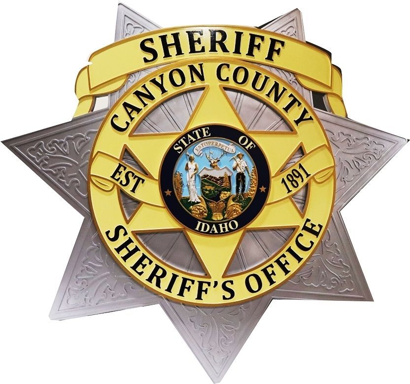 PP-1745 - Carved 3-D Bas-Relief  Plaque of the Badge of  the Sheriff's Office, Canyon County, Idaho