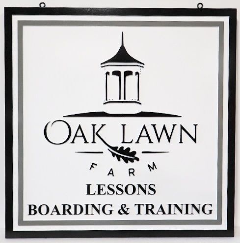 P25023A - Carved and Sandblasted HDU Sign for "Oak Lawn Farm"