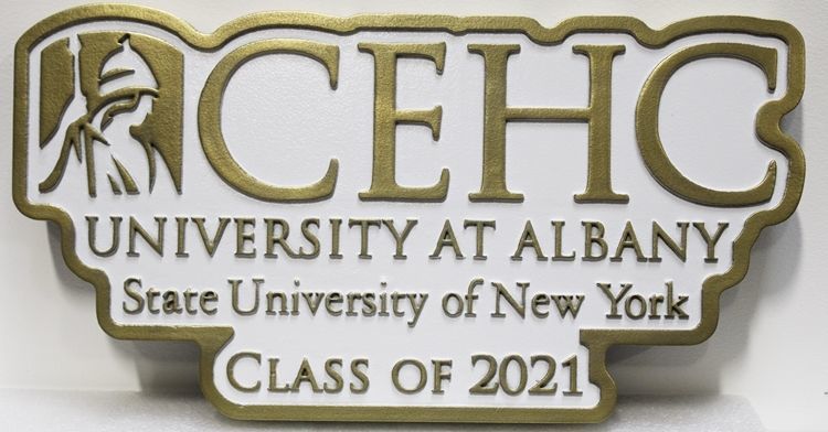 RP-1595 - Carved 2.5-D Raised Relief HDU Sign for the College of Emergency Preparadness, Homeland Security, and Cybersecurity (CEHC),  University of Albany