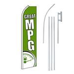Great MPG Green Swooper/Feather Flag + Pole + Ground Spike