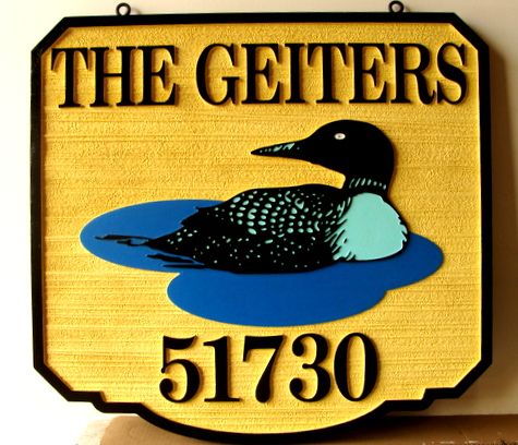 M22708 - Lake Property Carved HDU Sign with Swimming Duck