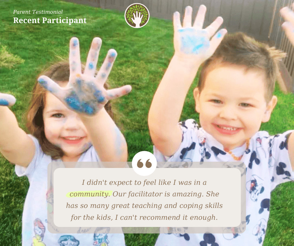parent testimonial; kids smiling and high fiving with paint on their hands