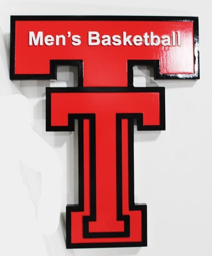 WP-1230 - Carved 2.5-D Multi-Level Plaque of the Logo for Texas Tech, Men's Basketball