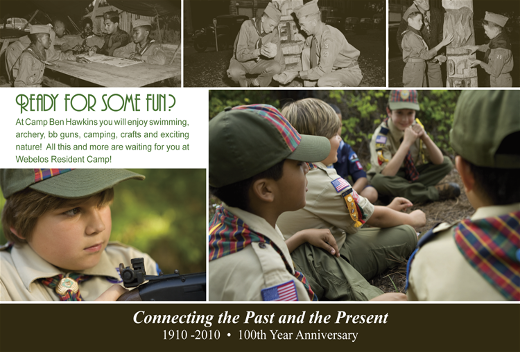 Postcard mailer for Boy Scout Camp