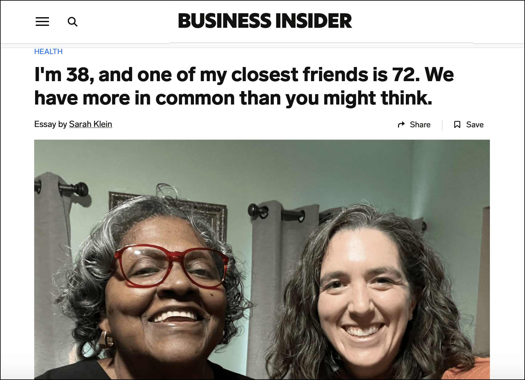 FriendshipWorks' Volunteer and Journalist Sarah Klein's Story Published in Business Insider