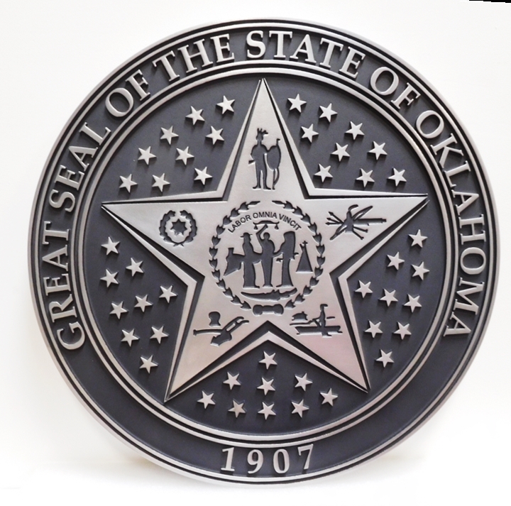 Painted, Wood and Metal 3-D State Seal Wall & Podium Plaques