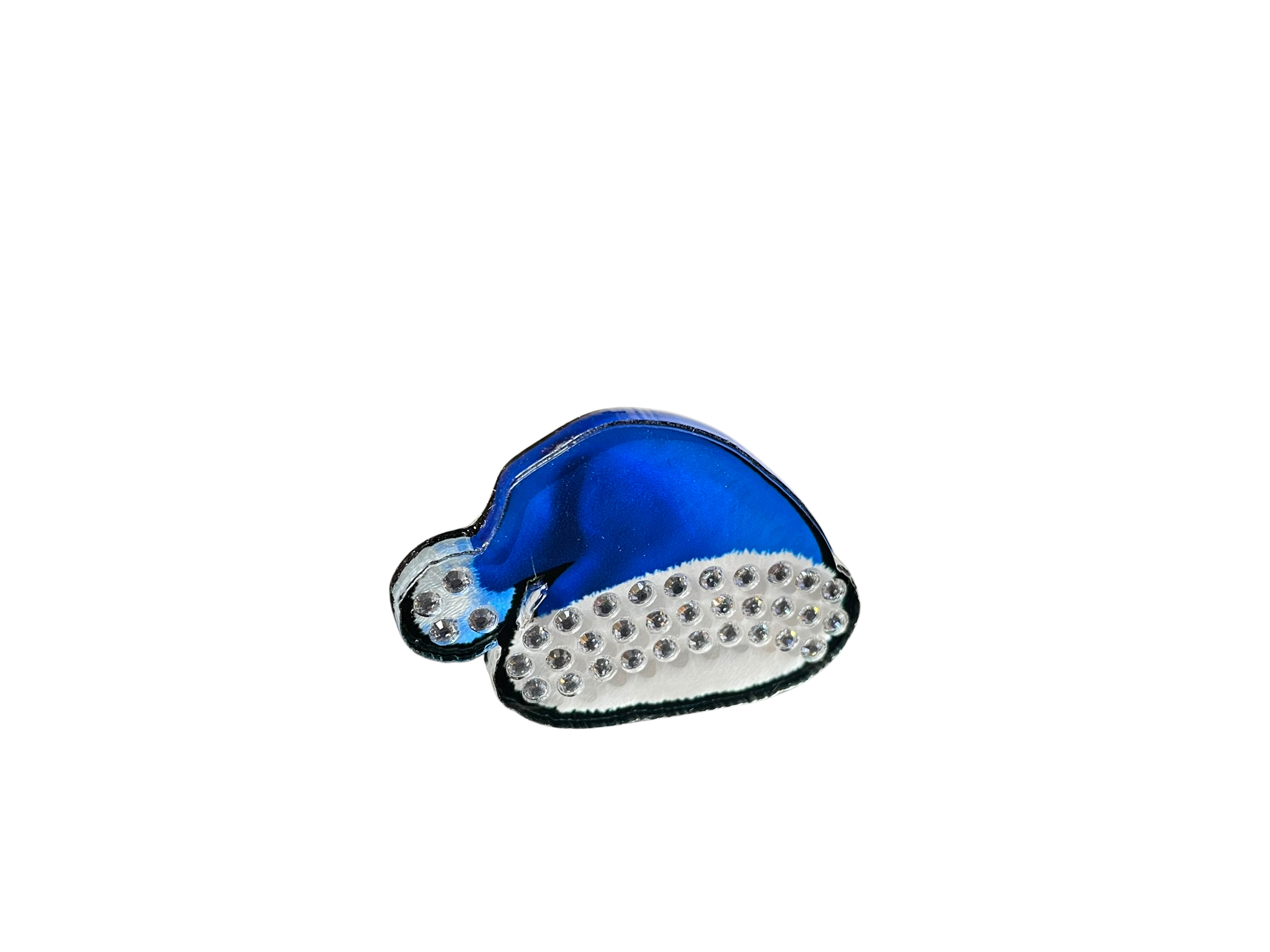 Rhinestone Blue Santa Hat Acrylic Pin