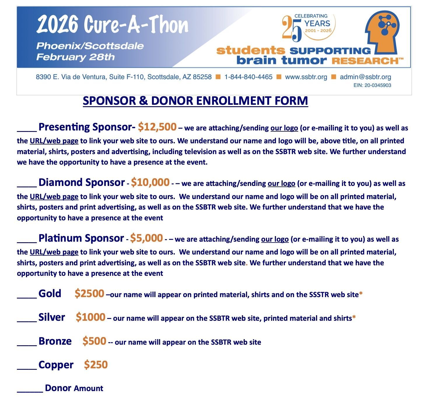 2026 Sponsorship Enrollment Form
