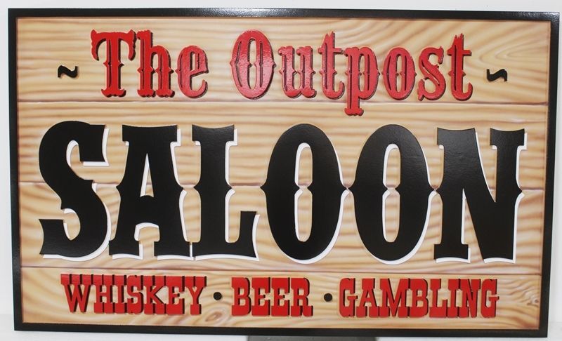 RB27141 - Carved Sign for "The Outpost Saloon"