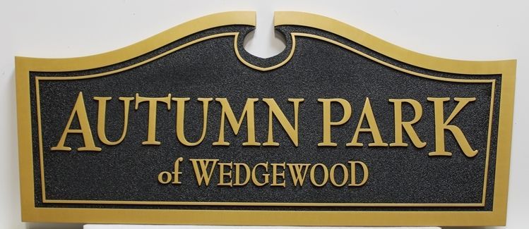 K20412 - Carved High-Density-Urethane (HDU) Entrance Sign for the "Autumn Park of Wedgwood" Residential Community