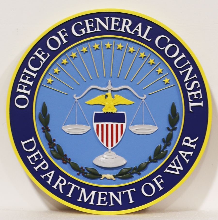 IP-1081A - Carved 3-D Bas-Relief Artist-Painted Plaque of the Seal of the  Office of the General Counsel,  Department of War