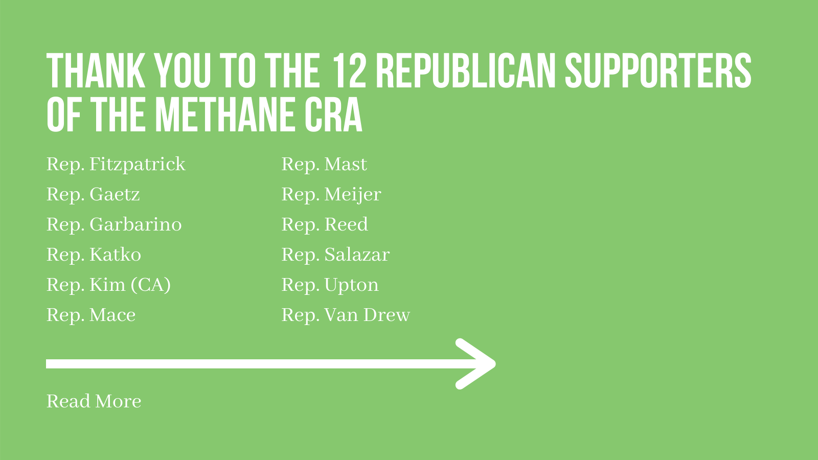 EEN Thanks Cosponsors of the Methane Congressional Review Act