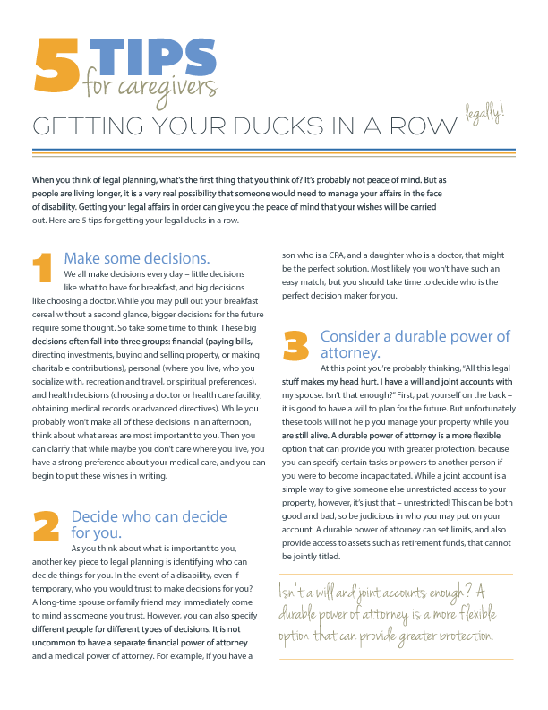 5 Tips for Getting Your Ducks in a Row Legally!