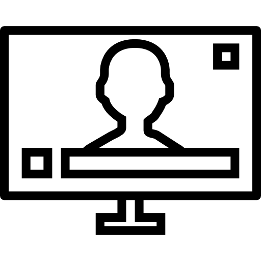 Website Development icon with man on computer screen