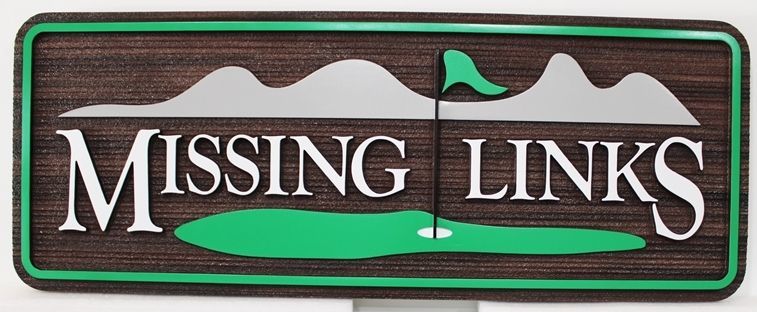 E14790 - Carved and Sandblasted 2.5-D Raised Relief HDU  Sign "Missing Links"