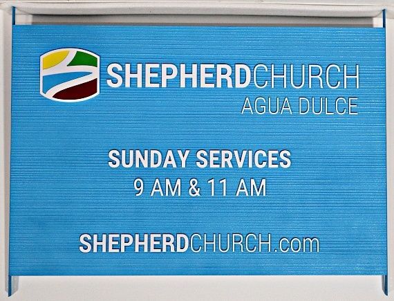 D13061 - Carved Sign for "Shepherd Church" with Service Times