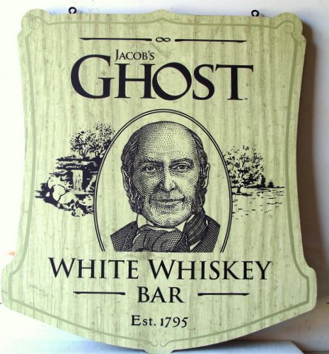 RB27111- Engraved Stained Oak for Jacob's Ghost White Whiskey Bar