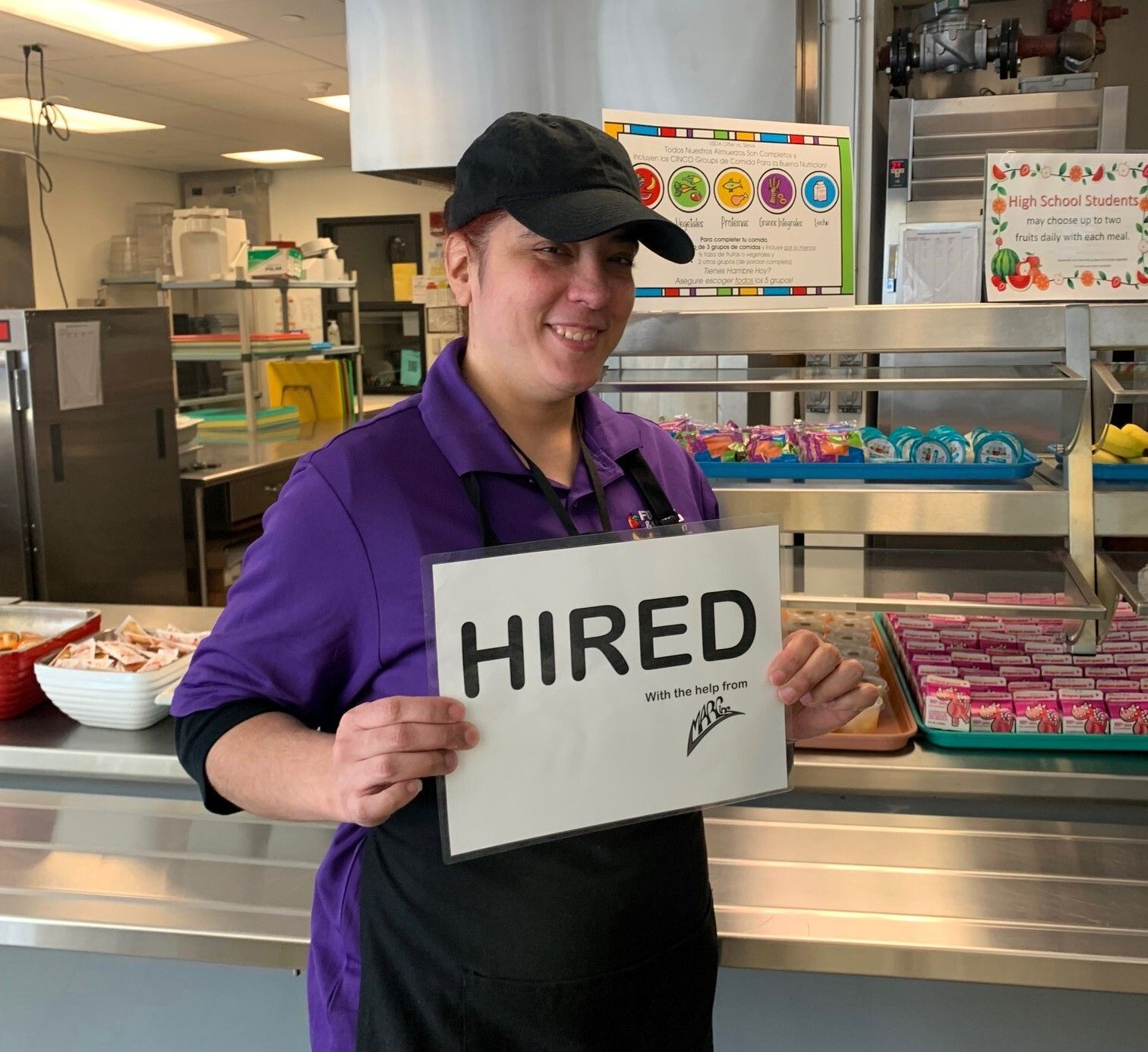 person served working in a kitchen