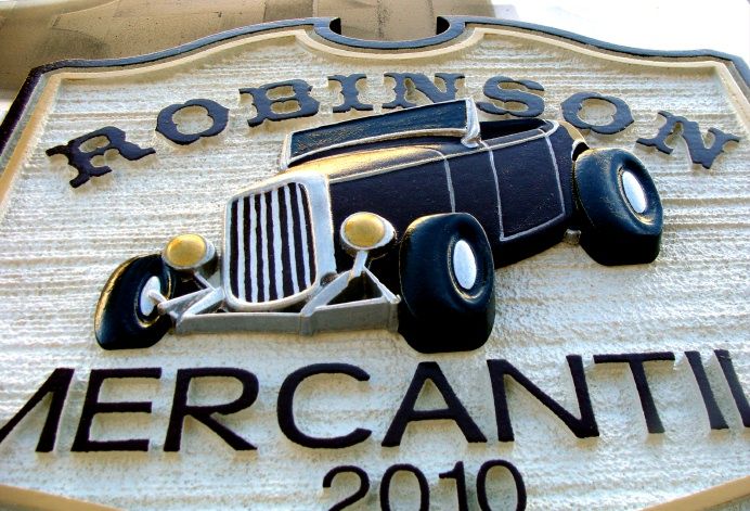 SA28568 - Close-Up View of the Merchantile Sign with 3-D Model-T Ford