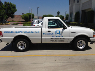 Auto dealership part truck vinyl lettering Buena Park