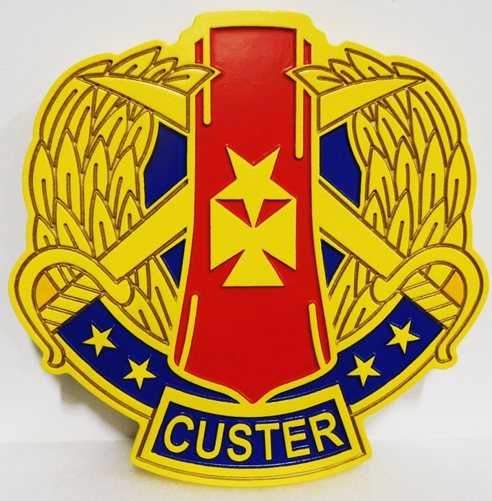 MP-2035 - Carved Crest / Distinctive Unit Insignia for the US Army's  85th "Custer" Division Support Command, 2.5-D Artist-Painted