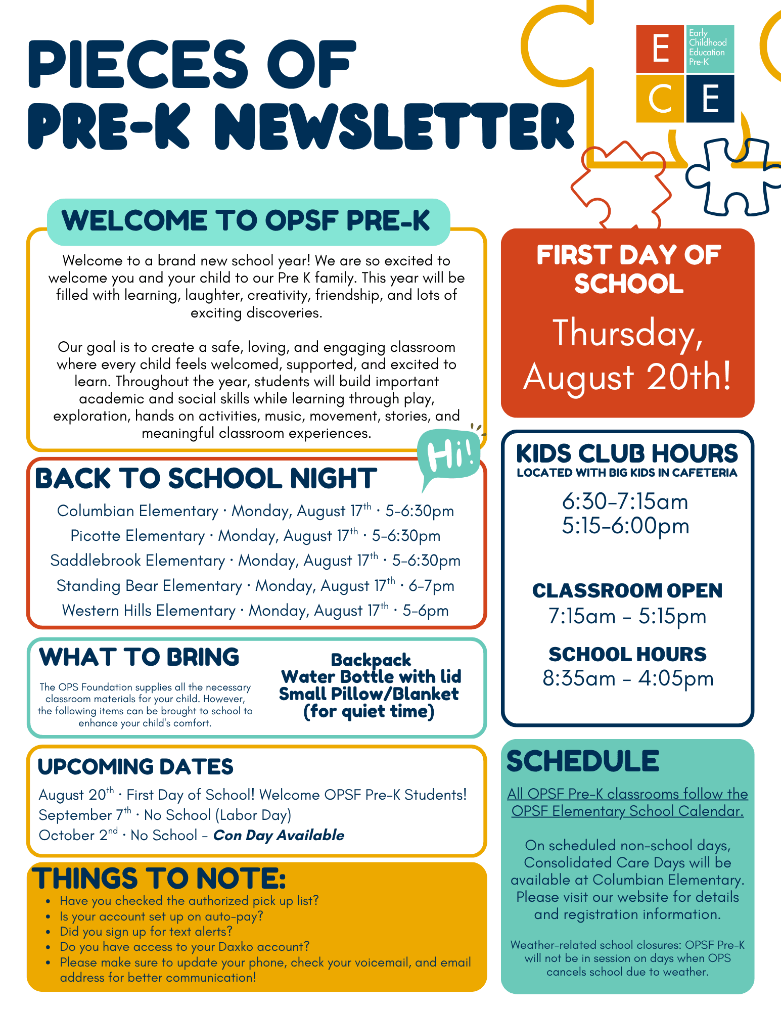 Welcome OPSF Pre-K for the 2026-27 school year!