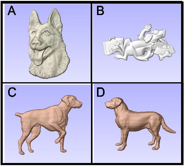 I18996 -Carved 3-D  Dogs