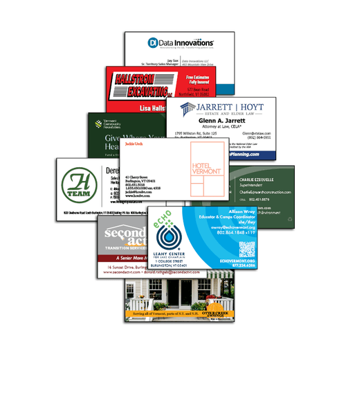 business card collage printed card fronts