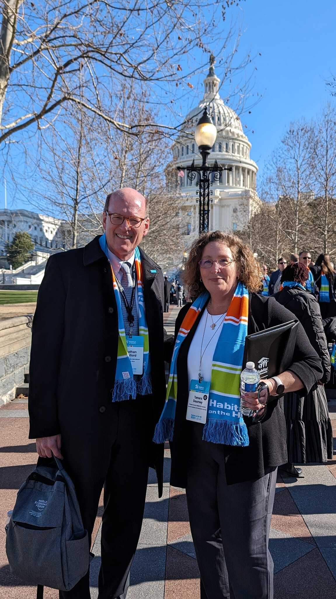 Habitat for Humanity CEO Jonathan Reckford and Pickens County Habitat for Humanity's Interim Executive Director Tamara Dourney paused for a quick photo before attending meetings.