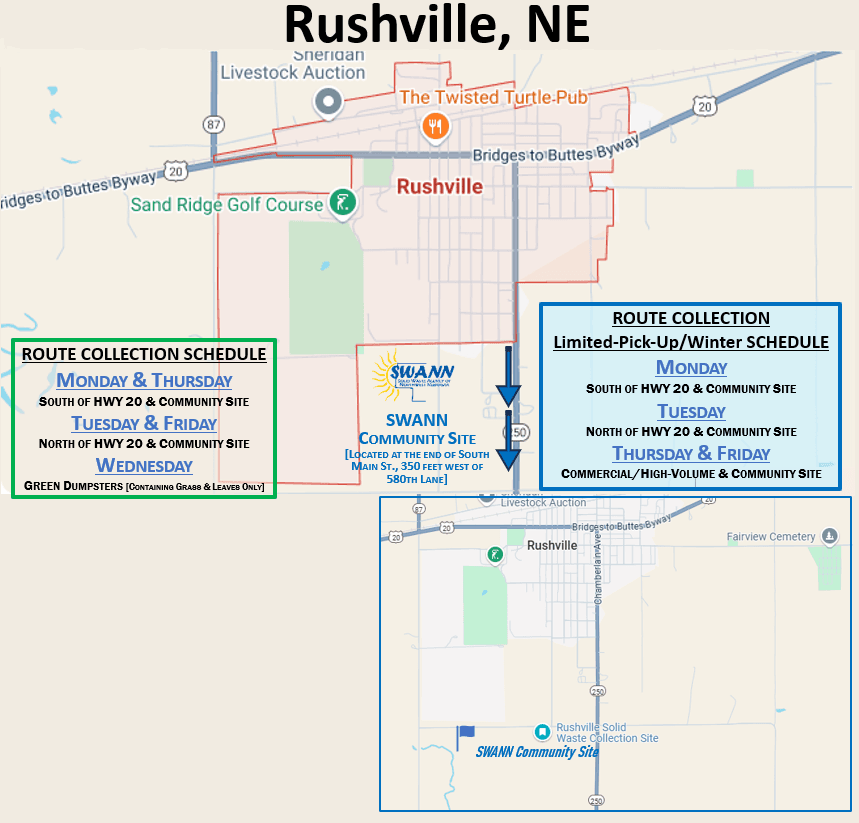 Rushville NE Route Collection Schedule Map