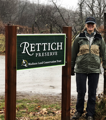 G16214 - Carved and Sandblasted Wood Grain  Sign for the Rettich Preserve, Installed Between Two Posts