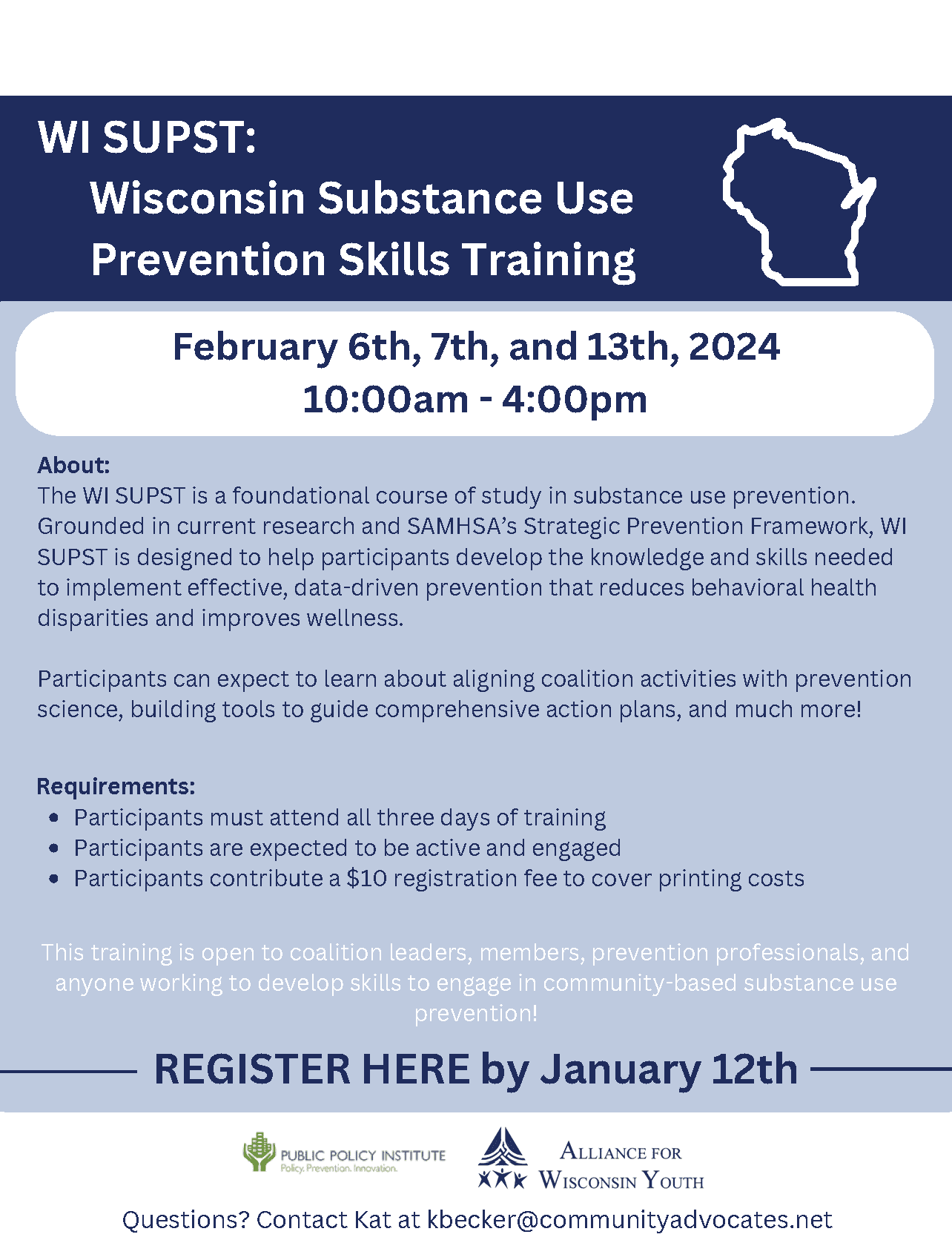 WI Substance use prevention skills training