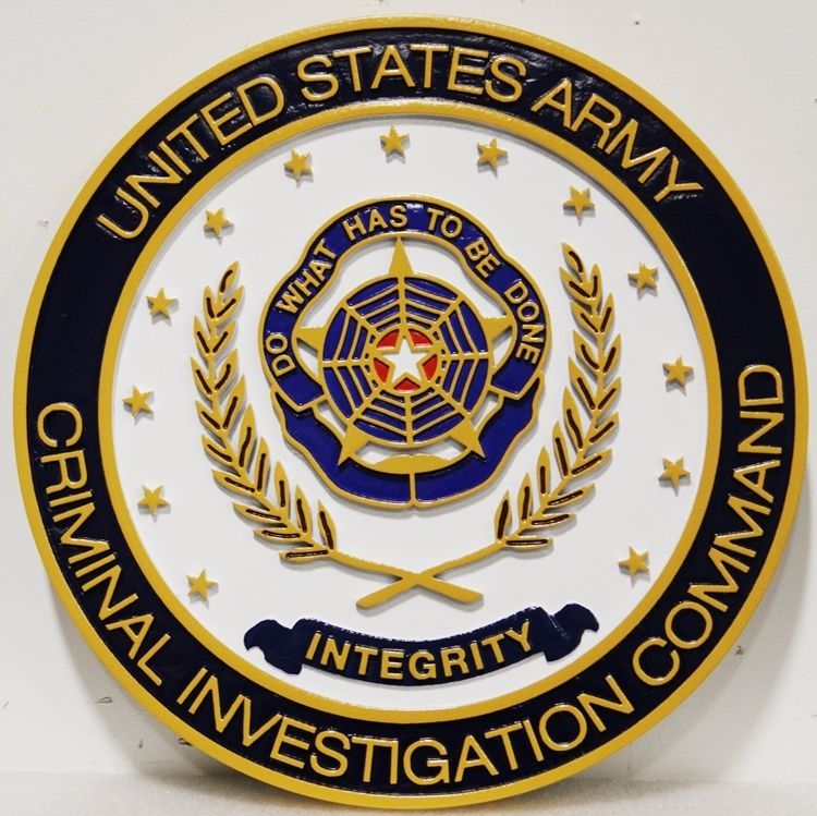 MP-1345 - Carved 2.5-D HDU Plaque of the Crest  of the Criminal Investigation Command, US Army 