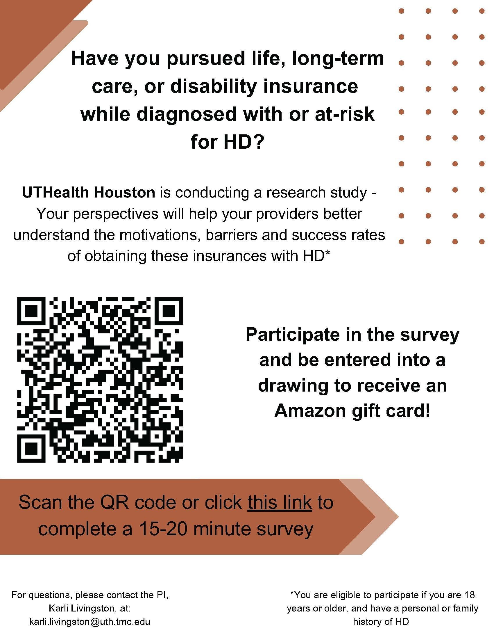 Have you pursued life, long-term care, or disability insurance while diagnosed with or at-risk for HD?