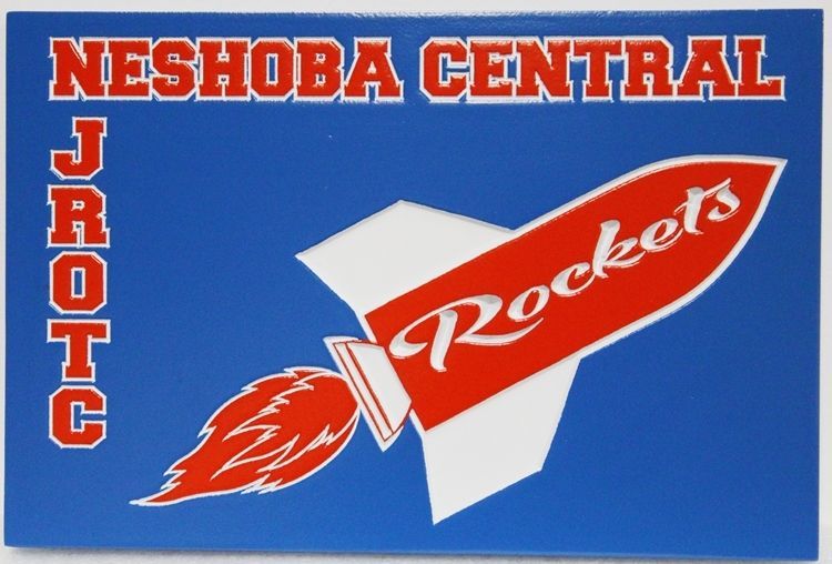 TP-1430 - Carved 2.5-D HDU Plaque of the Logo of Neshoba Central High School  Junior Reserve Officers Training  Corps (JROTC) l