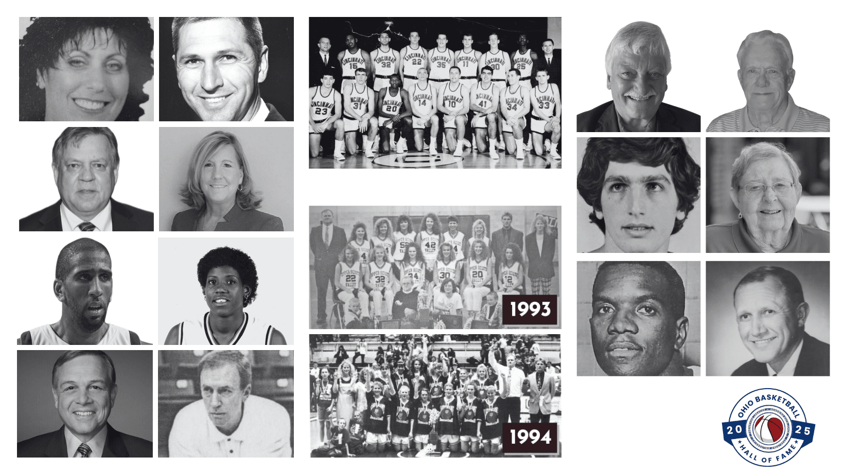 Photo grid of the 2025 Class of the Ohio Basketball Hall of Fame