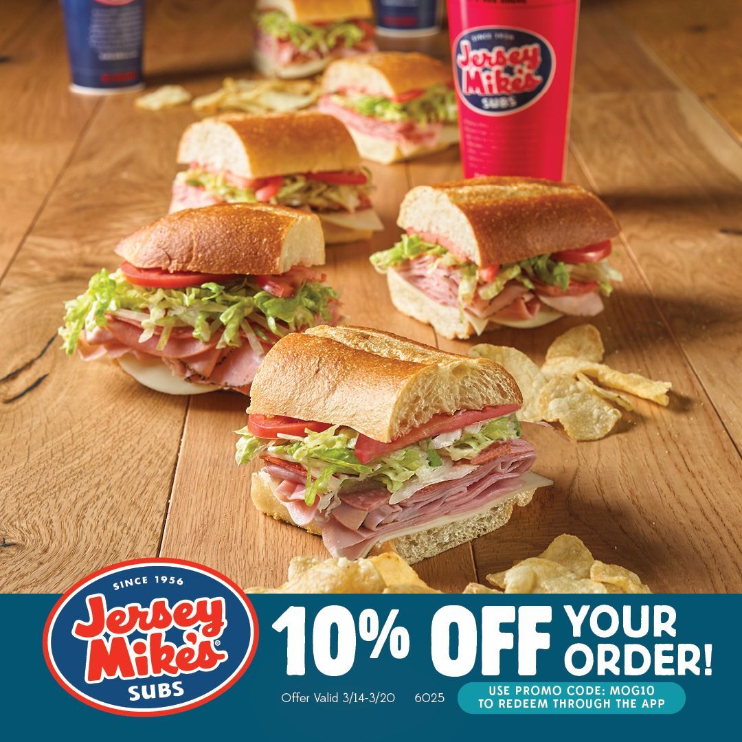 Jersey Mike's Month of Giving Customer Appreciation Coupon: 10% off