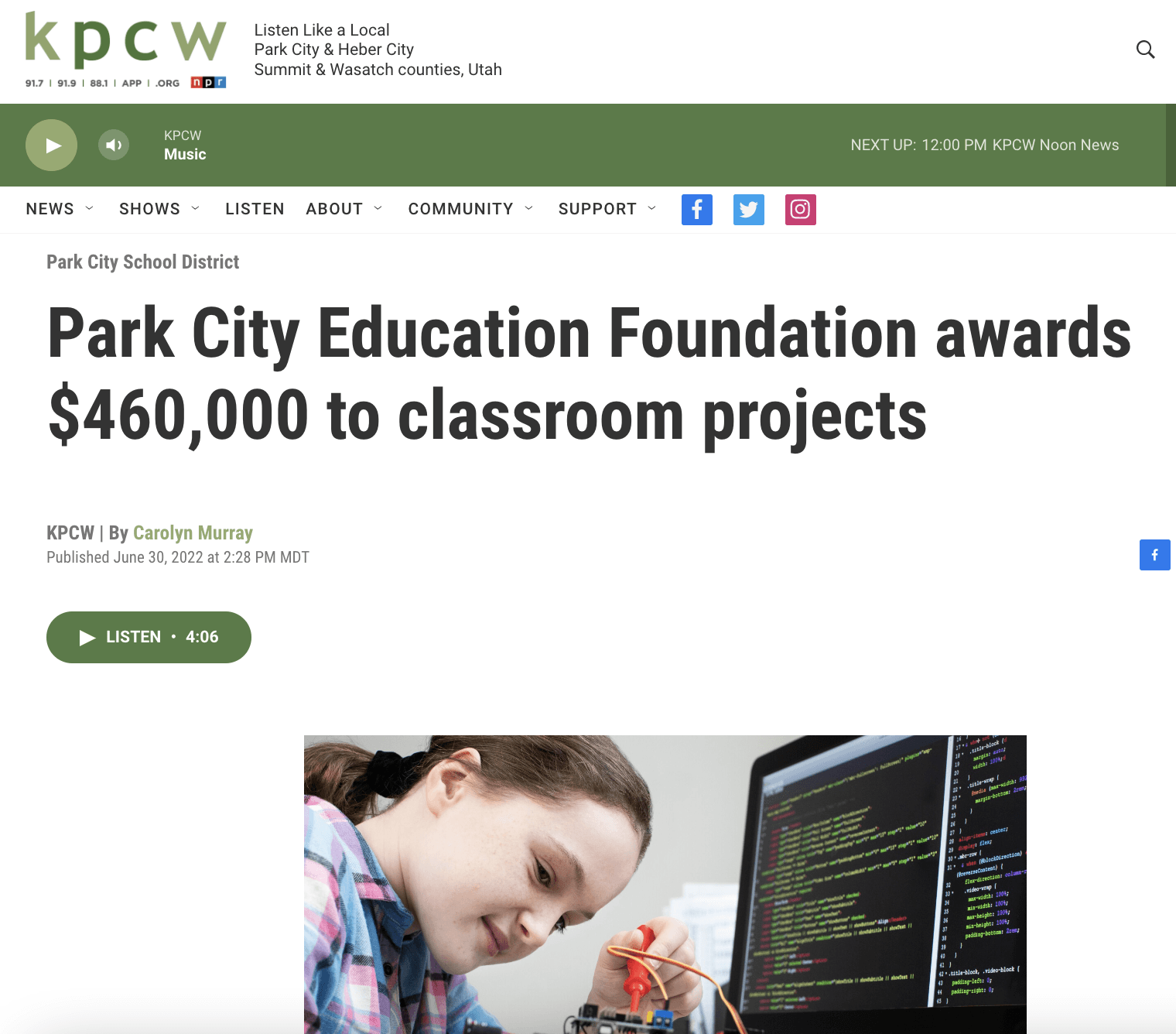 Park City Education Foundation Awards $460,000 to Classroom Projects