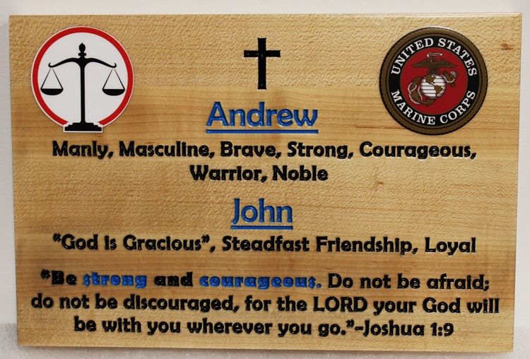 ZP-5014 - Engraved Cedar Wall Plaque Honoring Andrew and John 