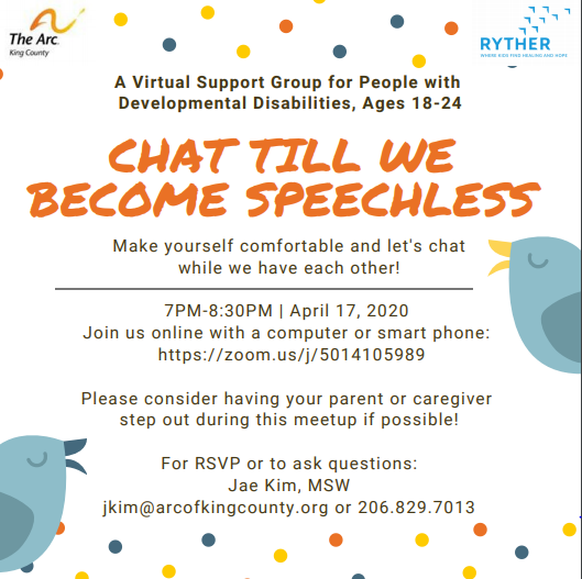 Virtual Support Group for People with Developmental Disabilities, Ages 18-24