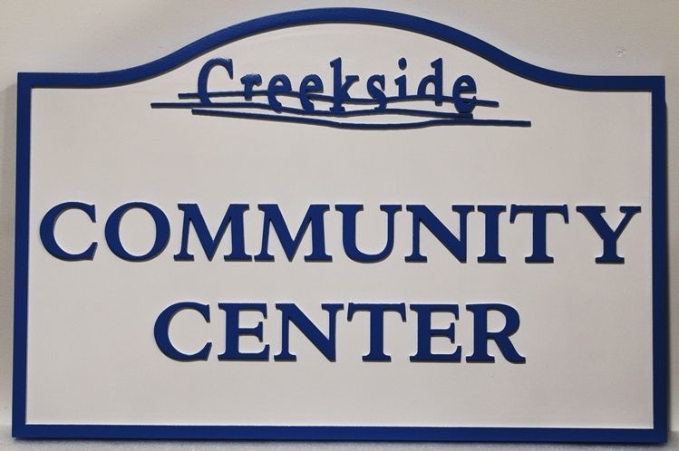 F15551 - Carved 2.5-D Raised Relief Sign for the Lakeside Community Center, with Logo as Artwork