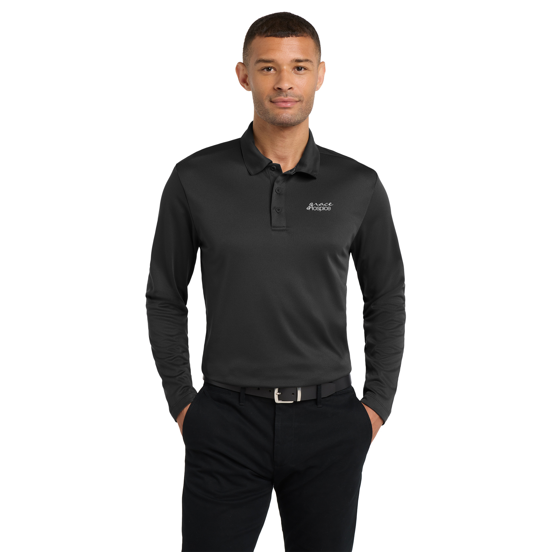 Port Authority® Silk Touch™ Performance Long Sleeve Polo - K540LS - Black