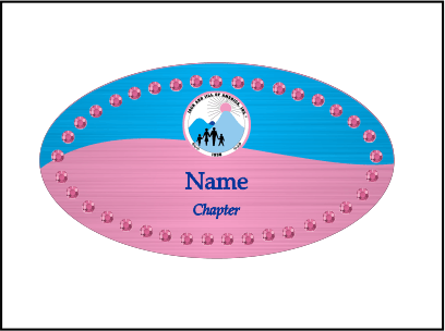 JACK AND JILL TWO TONE OVAL BLING NAME BADGE