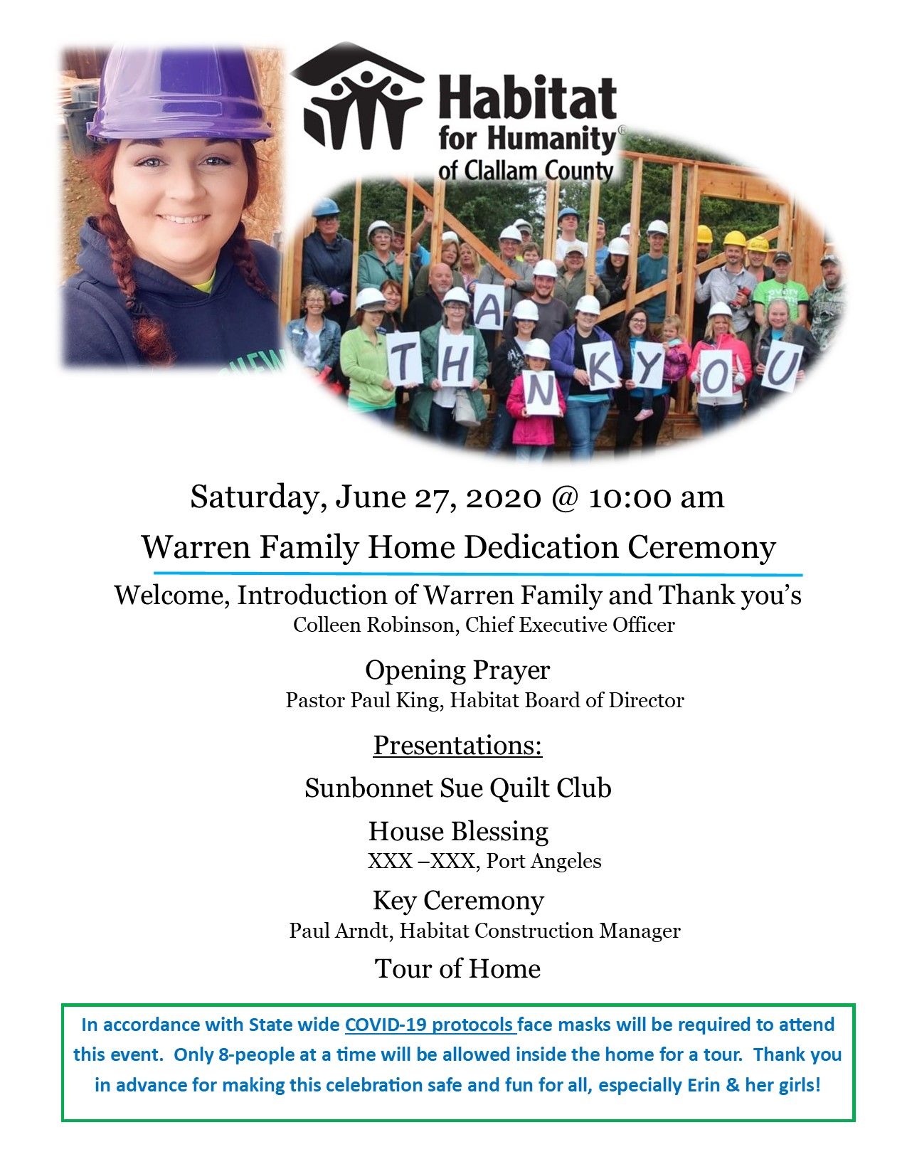 Erin's Home Dedication