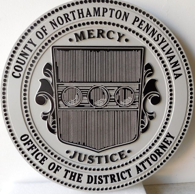 CP-1380 - Carved Plaque of the Seal of Northhampton County, Pennsylvania,  Artist Painted