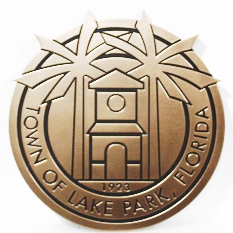 DP-1580 - Engraved 2.5-D HDU Plaque of the Seal of the Town of Lake Park, Florida