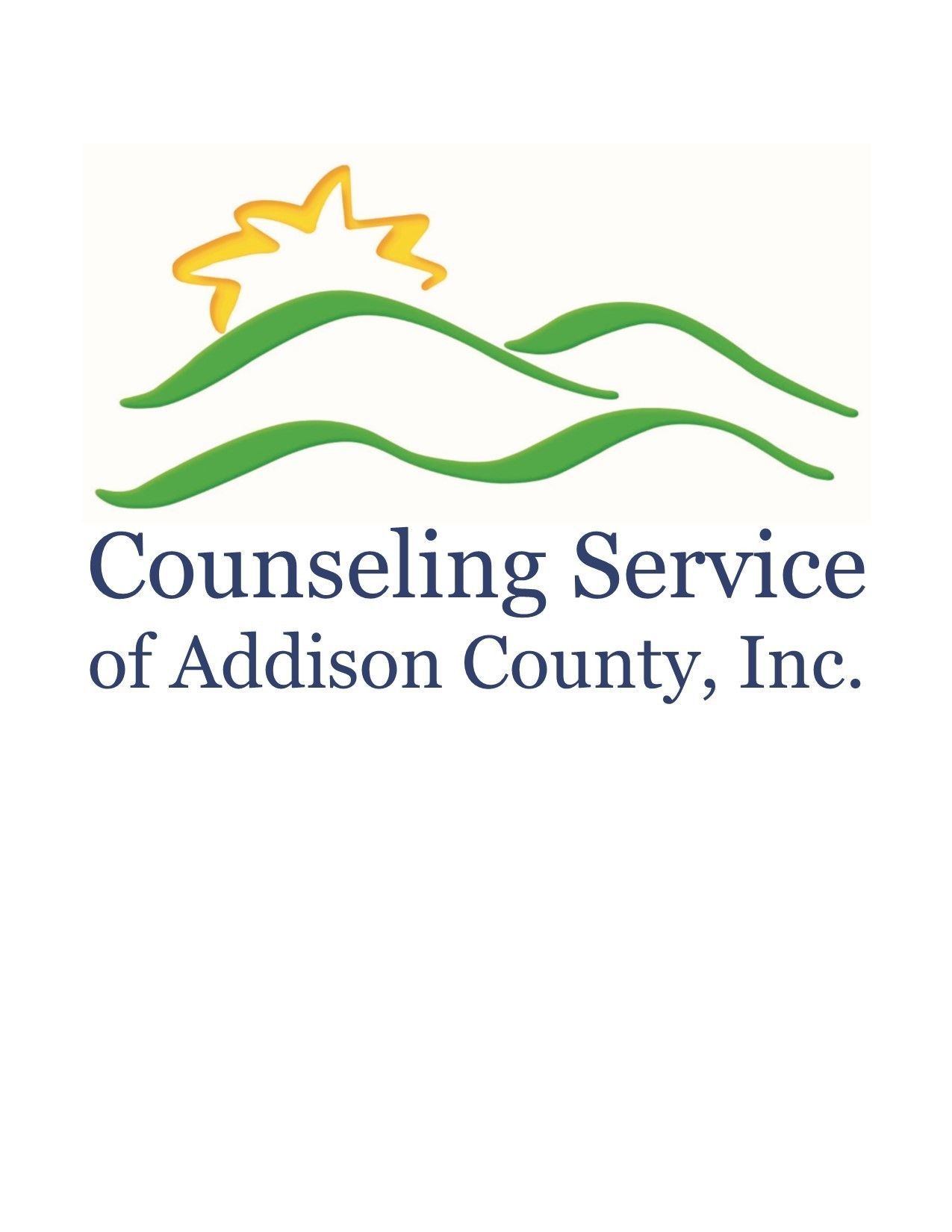 Counseling Service of Addison County logo. Sunrise over mountains.